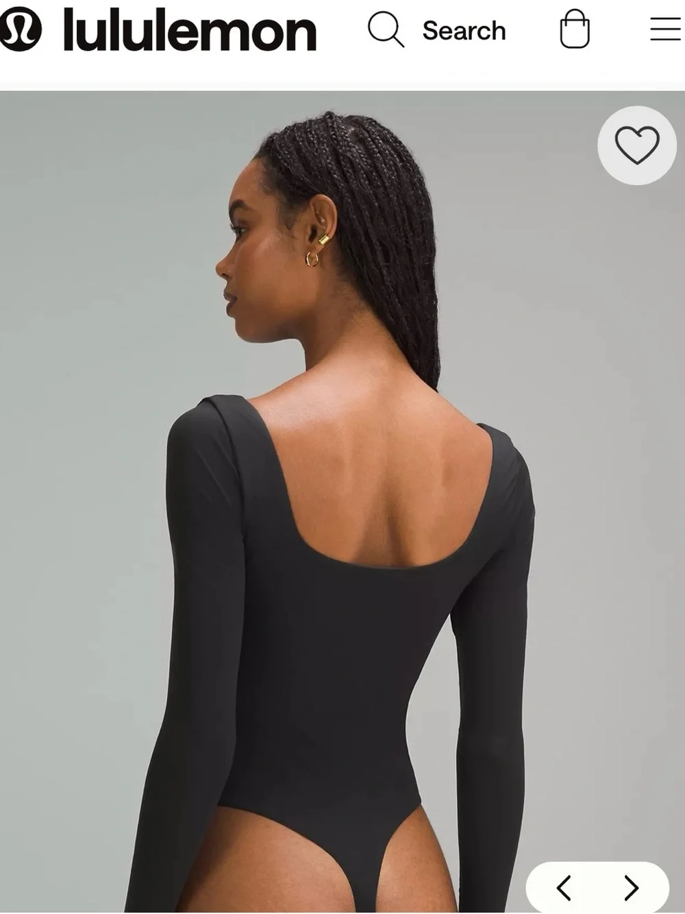lululemon athletica Black Long-Sleeve Scoop Bodysuit